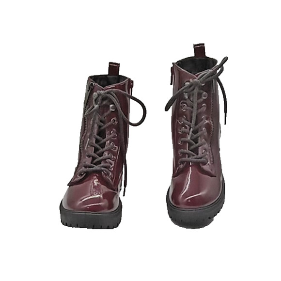 Forever 21 Platform Boots Chunky Heels Oxblood Size 7.5 Zip & Lace Up Punk Retro - Picture 3 of 14